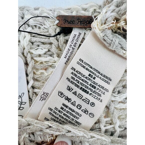 RARE NWT Free People Ivory Metallic Shimmer Slouchy On-Off Shoulder Knit Sweater - Picture 16 of 16